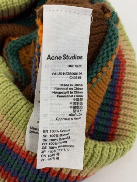 Acne Studios(Acne) / ニットキャップ/--/コットン/マルチカラー/ボーダー/レディース/fa-ux-hats000196 Acne Studios(Acne)(アクネストゥディオズ(アクネ)) / ニットキャップ