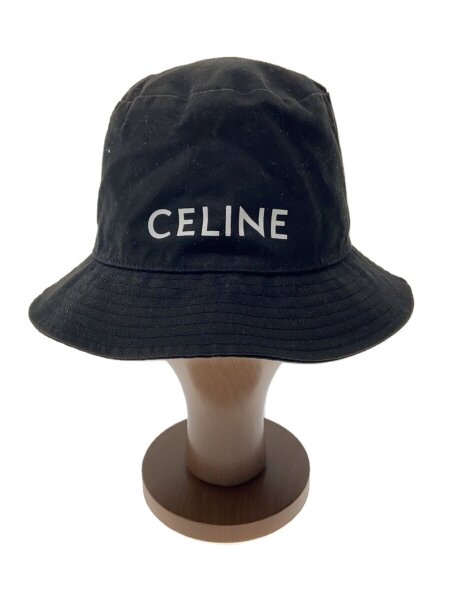 セリーヌ 帽子 バケットハット キルティング ラムレザー M 57cm 黒