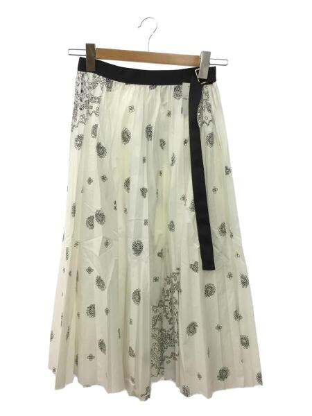 sacai バンダナプリーツスカート ホワイト1 【公式通販】