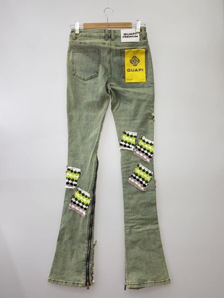 GUAPI(グアピ) / スキニーパンツ/SLIME GREEN KNIT PATCHES DENIM/28 