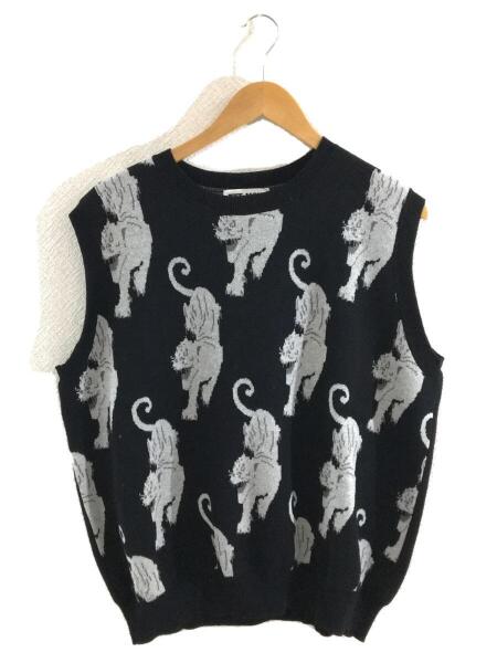 TTT_MSW(ティー) / 21AW/Panther Knit Vニットベスト/M/コットン/BLK 