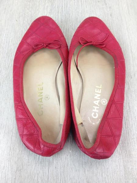 【美品】Chanel シャネル パンプス マトラッセ バレエシューズ 22.5 CHANEL(シャネル) / マトラッセ/フラットパンプス/36.5/RED/レザー