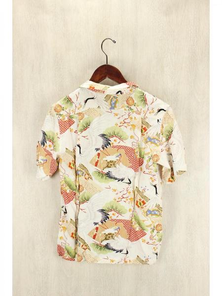 EVISU(エヴィス) / 和柄アロハ半袖シャツ/2/レーヨン/IVO/総柄/中古 