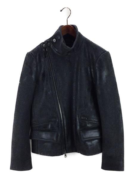 【 美品 】 ディーゼルブラックゴールド　ライダースジャケット　ウール　グレー DIESEL BLACKGOLD(ディーゼルブラックゴールド) / 一部牛革