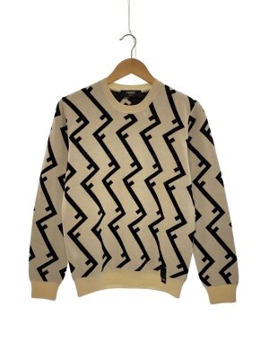 Fendi ロゴニットセーター ベージュ/ブラック FENDI - FENDI ビッグロゴ ウール プルオーバー ニットの通販 by CYCLE