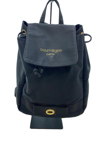 courreges クレージュ リュック ブラック ナイロン ボーダー でかロゴ 