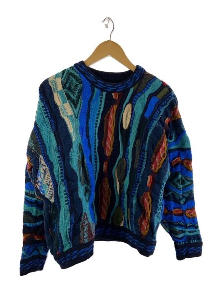 COOGI(クージー) / 80s/3Dニット/L/ウール/BLU/総柄 | 古着の販売 