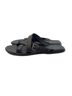 LOUIS VUITTON ビーチサンダル レザー 本革 ステッチ 黒 LOUIS VUITTON