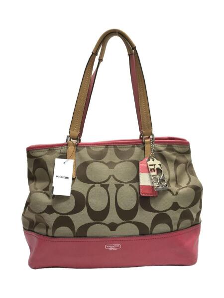 美品 コーチ トートバッグ ハンド レッド キャンバス シグネチャー 2way COACH(コーチ) / コーチ/トートバッグ_シグネチャー/キャンバス/RED