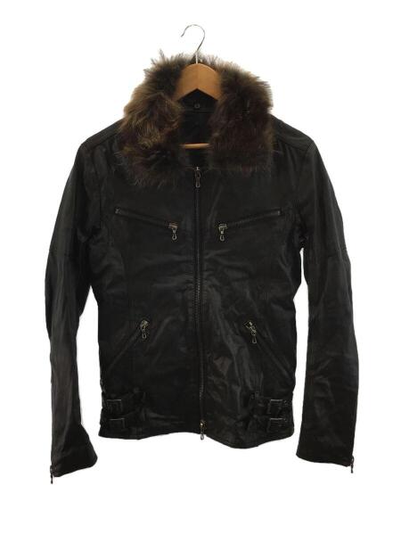 希少✨SHELLAC レザージャケット羊革ファーボアブラック46