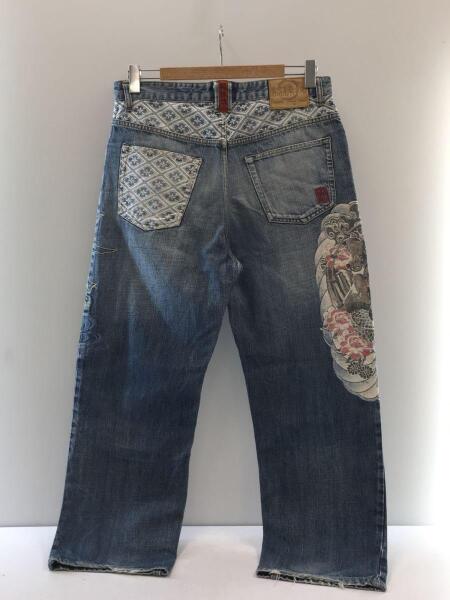 絡繰魂 デニムパンツ 風神雷神刺繍 インディゴ 40 【公式通販】