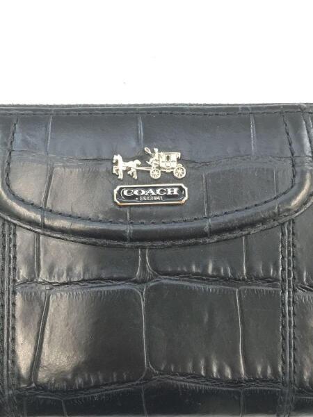 COACH(コーチ) / クロコ型押し/ラウンドジップ/ロゴプレート/長財布 
