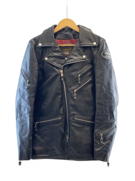 VANSON(バンソン) / ダブルライダースジャケット/34/レザー/BLK | 古着 