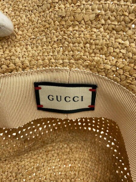 GUCCI(グッチ) / ラフィアハット/麦わら帽子/GG金具/L/BEG/レディース 
