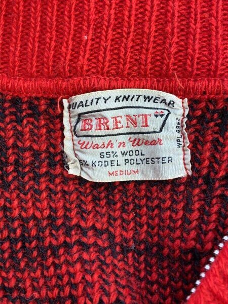 BRENT / NYNCOジップ/50～60s/ジップカーディガン/M/ウール/RED BRENT(ブレント) / NYNCOジップ/50～60s/ジップカーディガン/M/ウール