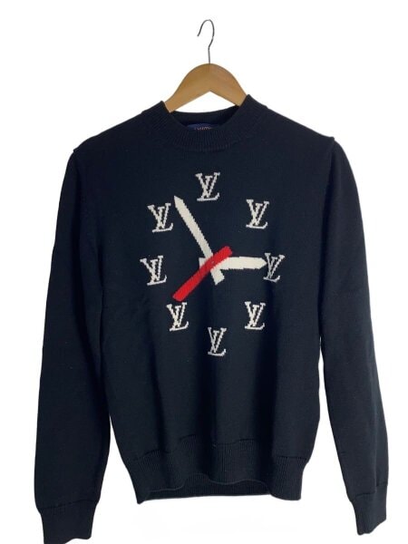 LOUIS VUITTON◇カーディガン(薄手)/S/ウール/BLK/無地 カーディガン 