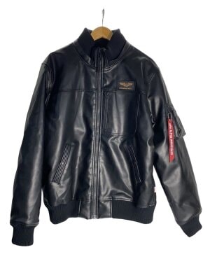 ALPHA INDUSTRIES ブラックレザージャケット M ライダース 2026年最新】ALPHA INDUSTRIES メンズ レザージャケット・ライダースの