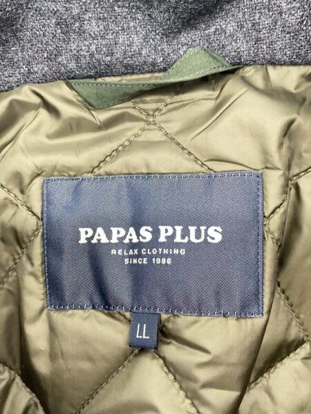 Papas / ナイロンフーデッドコート/内部キルティング/LL/ポリエステル/KHK/D043CFCH001 Papas(パパス) / ナイロンフーデッドコート/内部キルティング/LL