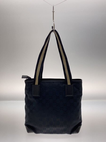 GUCCI(グッチ) / GGトート/レザーポケット/バッグ/キャンバス/黒/GG柄 