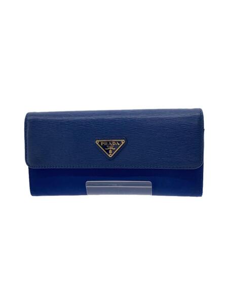 プラダ リボン よわ 長財布 PRADA パスケース付き ブルー チェーン カード