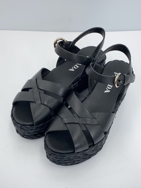 PRADA ブラック エスパドリーユ サンダル PRADA(プラダ) / サンダル/35.5/BLK/エスパドリーユ | 中古品の販売