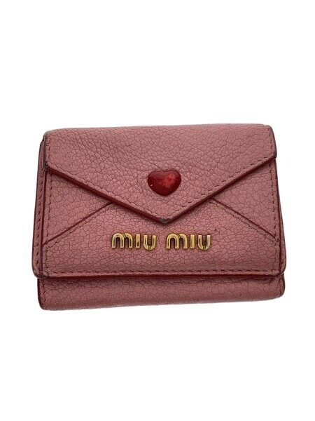 MIU MIU(ミュウミュウ) / マドラスラブ/使用感有/3つ折り財布/レザー 