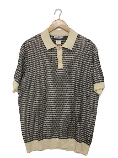 ZARA(ザラ) / ポロシャツ/XL/コットン/WHT/総柄/ニットポロ// | 古着の 