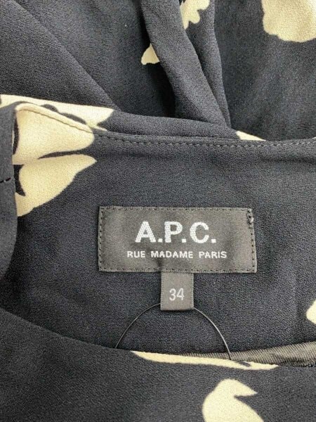 A.P.C.(アーペーセー) / 長袖ワンピース/34/レーヨン/BLK/花柄/23193-1 