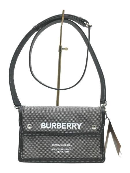 BURBERRY ブラック グレー ホースフェリー キャンバス 三つ折り財布