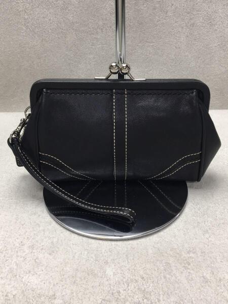 COACH(コーチ) / がま口ポーチ/レザー/BLK | 中古品の販売・通販なら 