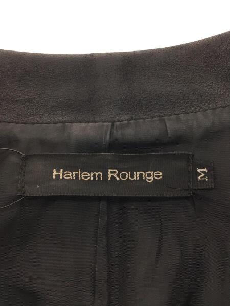 Harlem rounge 羊皮 黒レザーシャツ ボタンアップ スリムフィット 