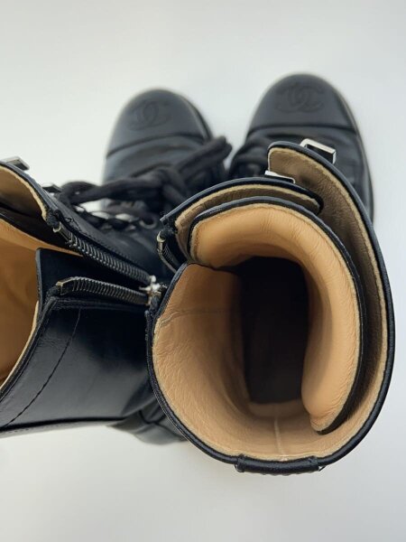 CHANEL(シャネル) / レースアップブーツ/35/BLK/レザー/G34953/ココ 
