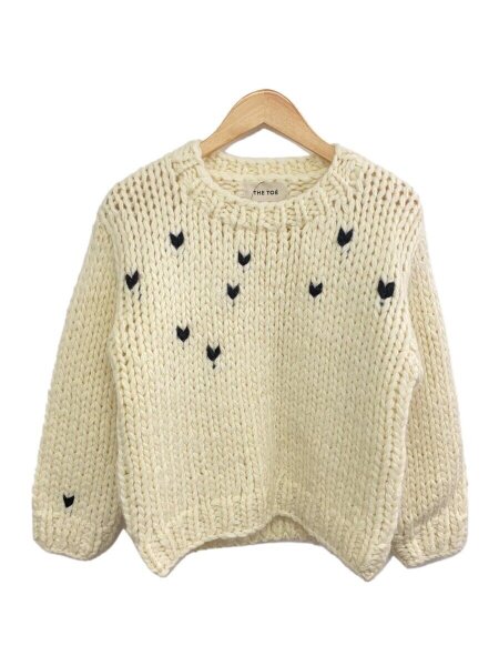 THE TOÉ アイボリー ハート柄 ニットセーター THE TOE THE TOE ハート