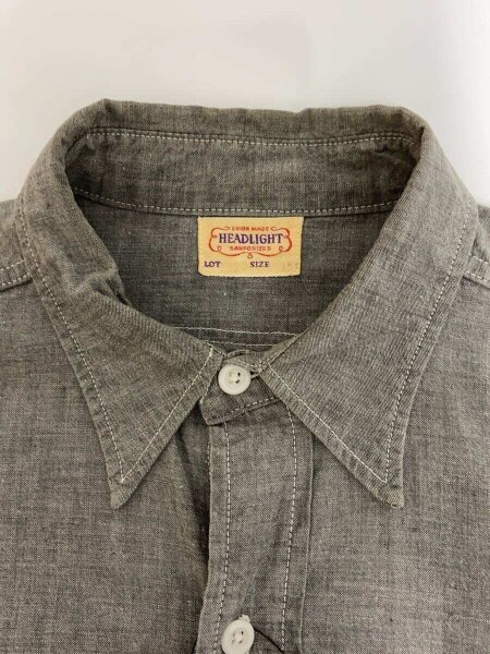 HEADLIGHT / 50s/シャンブレーワークシャツ/マチ付き/長袖シャツ/15/コットン/GRY HEADLIGHT(ヘッドライト) / 50s/シャンブレーワークシャツ/マチ付き