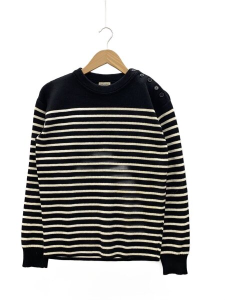 美品 サンローラン 肩ボタン ボーダー ニット セーター SAINT LAURENT