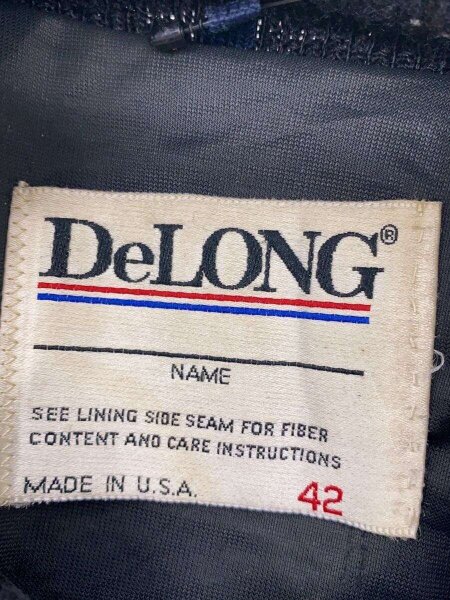 DeLONG(デロング) / -80S/無地黒/袖レザー切り替え/スタジャン/42