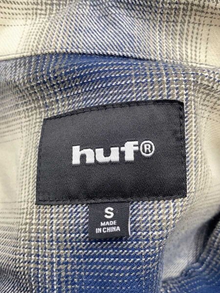 HUF / OMBRE ZIP LS SHIRT/長袖シャツ/S/コットン/NVY/オンブレCK HUF(ハフ) / OMBRE ZIP LS SHIRT/長袖シャツ/S/コットン/NVY/オンブレ