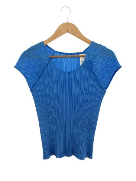 イッセイミヤケプリーツプリーズブルー半袖無地おしゃれ