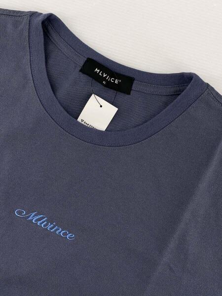 MLVINCE(メルヴィンス) / Tシャツ/XL/コットン/ブルーグレー/刺繍ロゴ 