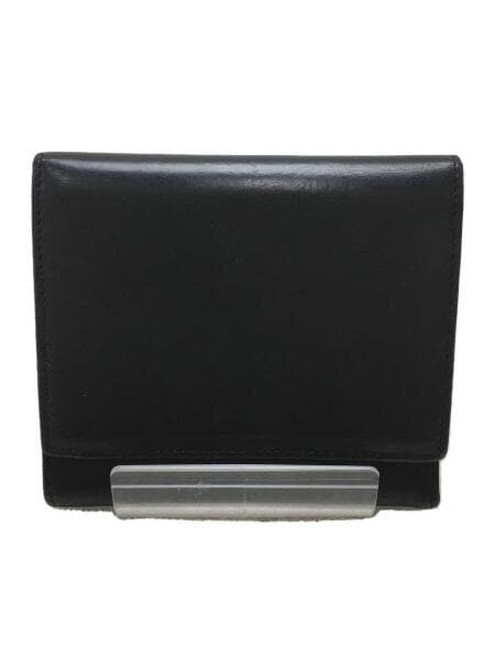 PRADA / 3つ折り財布/レザー/BLK/無地/レディース/※角スレ有 PRADA(プラダ) / 傷・角スレ有/3つ折り財布/レザー/BLK/無地