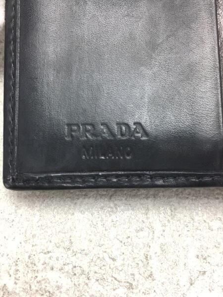 PRADA(プラダ) / 傷・角スレ有/3つ折り財布/レザー/BLK/無地