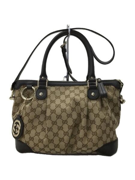 GUCCI グッチ 2way ハンドバッグ スーキー　シマレザー GG ブラウン 中古・古着通販】GUCCI (グッチ) 2WAYバッグ GG スーキー ベージュ