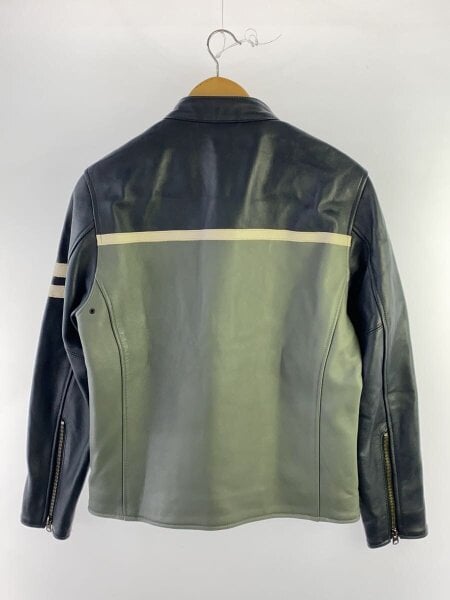 【羊革】AVIREX レザージャケット 緑 x アイボリー スタジャン 3XL 羊革】AVIREX レザージャケット 緑 x アイボリー スタジャン 3XL