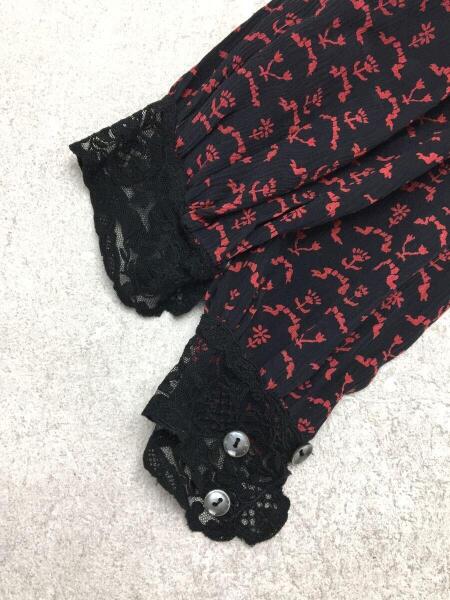 Chloe(クロエ) / リボン長袖ブラウス/--/シルク/BLK/総柄 | 古着の販売 