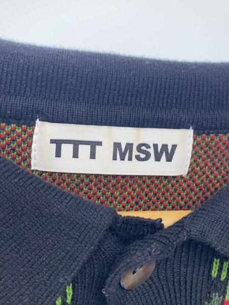 TTT_MSW(ティー) / \22SS/Flower Knit Cardigan/L/コットン/BLK/TTT 