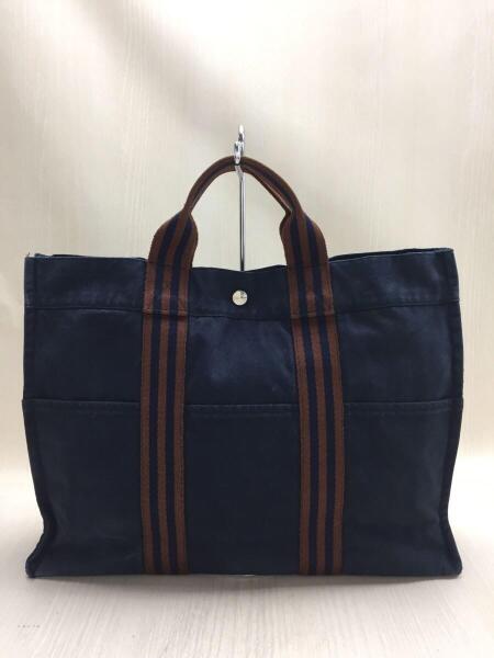 HERMES(エルメス) / フールトゥMM/トートバッグ/キャンバス/NVY/角スレ