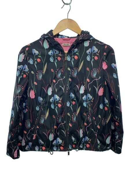 MIU MIU(ミュウミュウ) / 14aw/マウンテンパーカー/38/ナイロン/BLK/花 