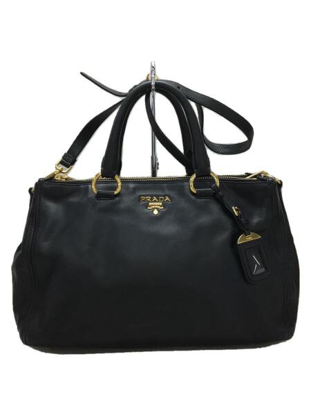 PRADA(プラダ) / カーフスキン/2way/ハンドバッグ/レザー/BLK/無地 
