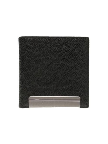 CHANEL(シャネル) / キャビアスキン/2つ折り財布/レザー/BLK/シャネル 