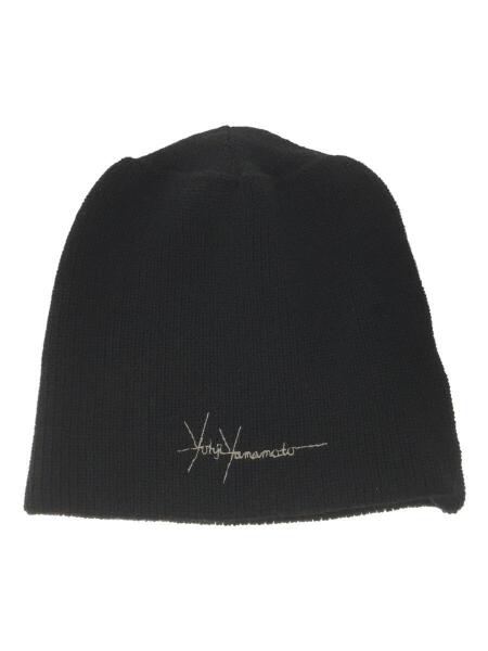 ヨウジヤマモトYohji Yamamoto黒ウールニット帽キャップ帽子｜帽子